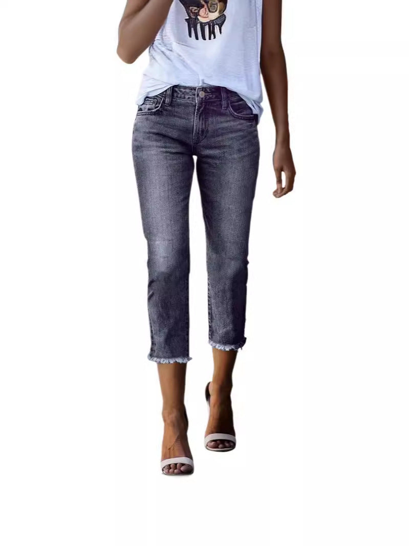 Womens Retro Slim-fit Stretch Jeans