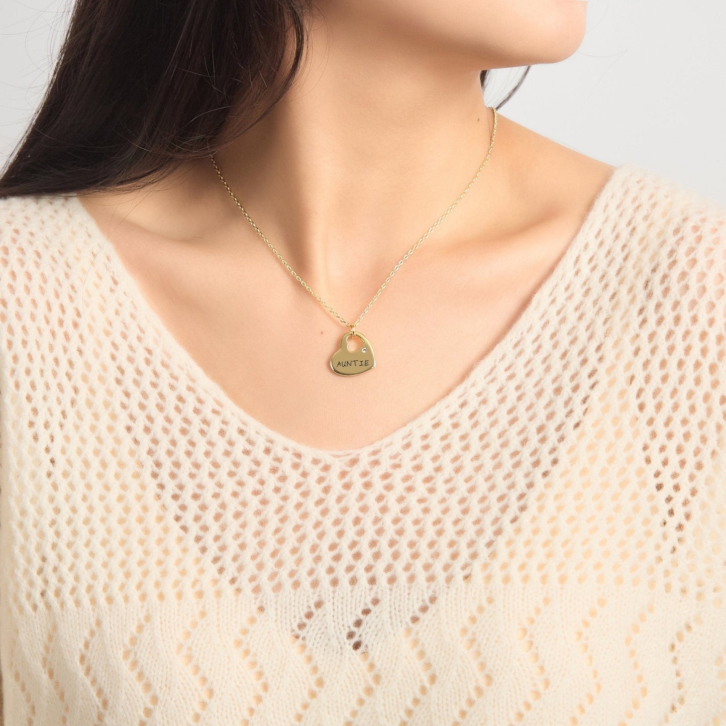Collier Tatie Cœur Plaqué Or 18 carats orné de Cristaux Zircondia®
