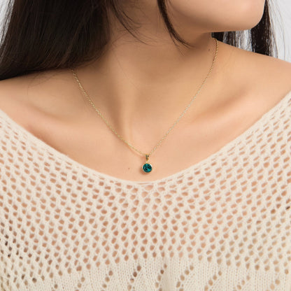 18k Gold Plated December (Blue Topaz) Birthstone Necklace Created with Zircondia® Crystals