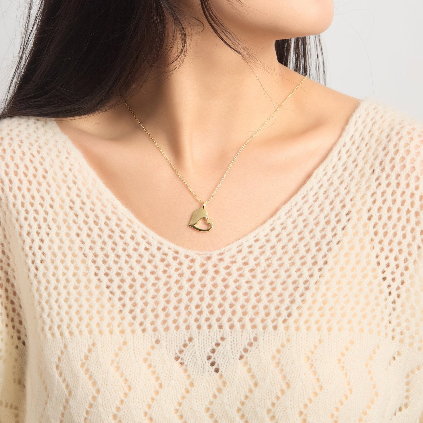 18k Gold Plated For Me For You Piece of My Heart Necklace Set