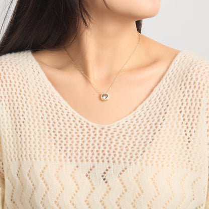 18k Gold Plated Halo Necklace Created with Zircondia® Crystals