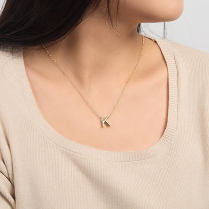 18k Gold Plated Initial Necklace Letter K Created with Zircondia® Crystals