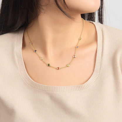 Collier en or 18 carats plaqué et cristaux multicolores, créé avec des cristaux Zircondia®