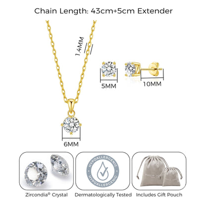 18k Gold Plated Solitaire Friendship Slider Set Created with Zircondia® Crystals