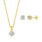 18k Gold Plated Round Solitaire Set Created with Zircondia® Crystals