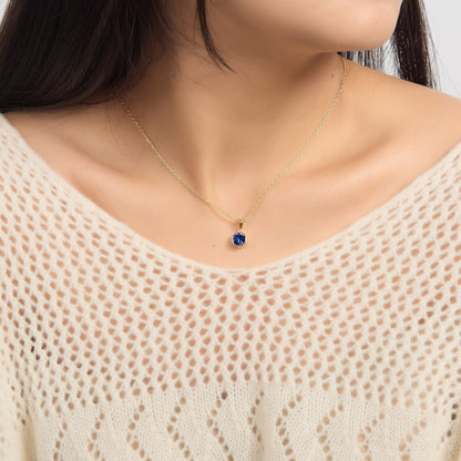 18k Gold Plated September (Sapphire) Birthstone Necklace Created with Zircondia® Crystals