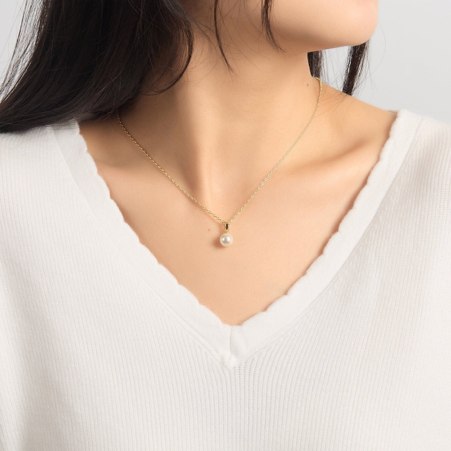 18k Gold Plated Shell Pearl Necklace