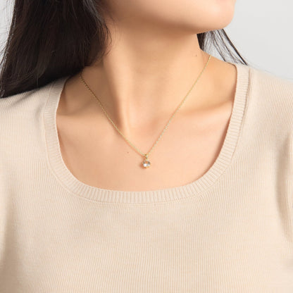 18k Gold Plated Solitaire Necklace Created with Zircondia® Crystals