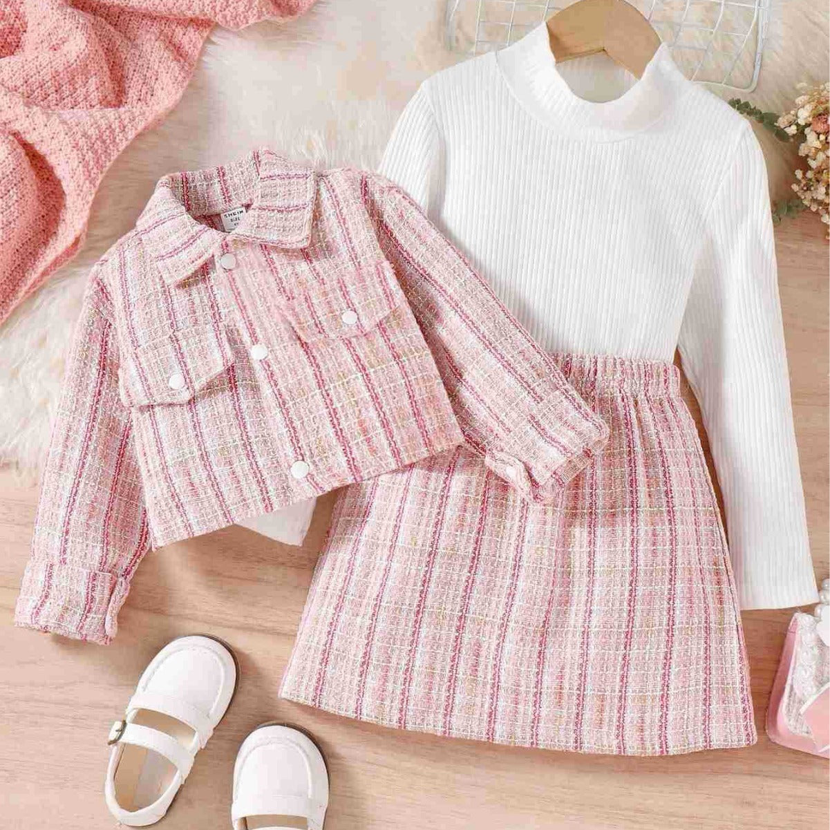 Girls Turtleneck Top Skirt