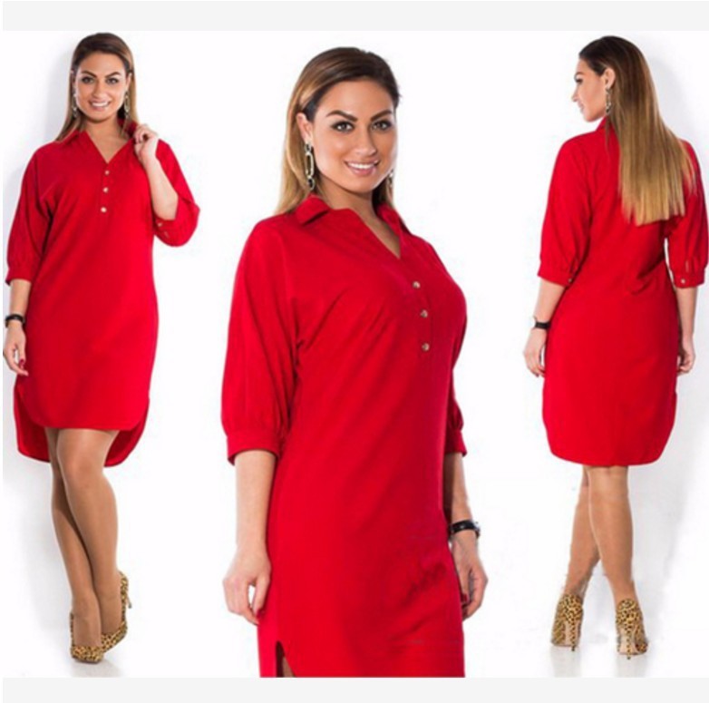 Robe chemise grande taille asymétrique