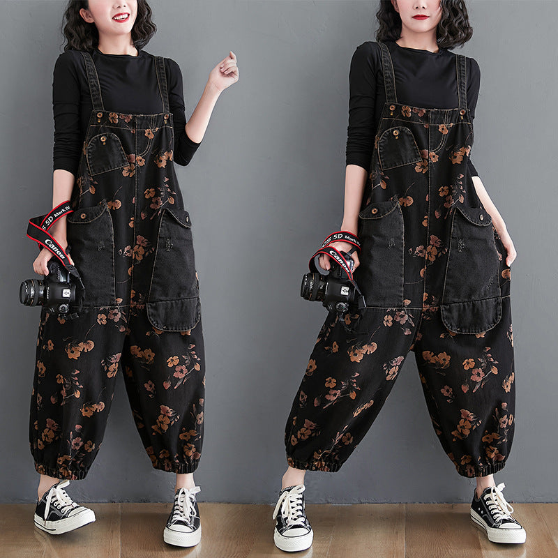 Combinaison salopette noire ample en jean