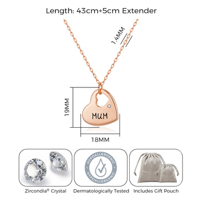 Rose Gold Plated Mum and Daughter Quote Heart Necklace Created with Zircondia® Crystals
