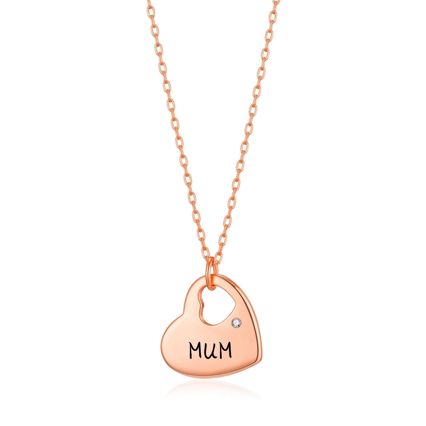 Rose Gold Plated Mum and Daughter Quote Heart Necklace Created with Zircondia® Crystals