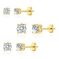 Three Pack of Gold Plated 4mm, 5mm & 6mm Earrings Created with Zircondia® Crystals