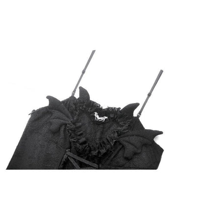 Dark in Love Mortalis Lace-Up Goth Dress in Black