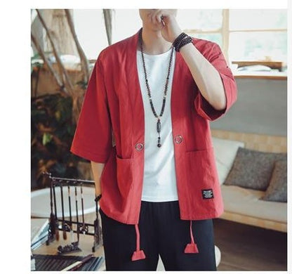 Three-quarter sleeve cardigan Chinese style Tang suit