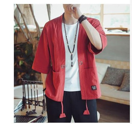Chinese-Style 3/4-Sleeve Cardigan