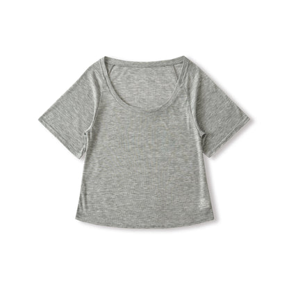 U-neck Mid-sleeve Loose T-shirt