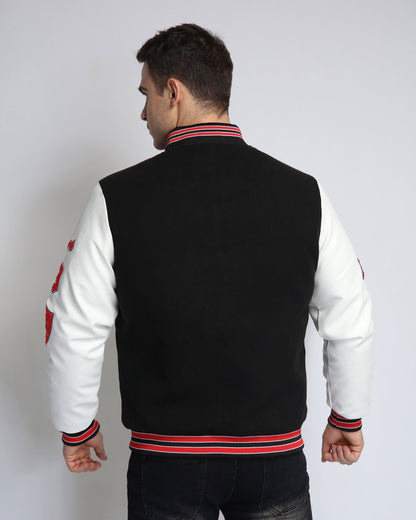 Blouson aviateur de baseball à manches contrastantes