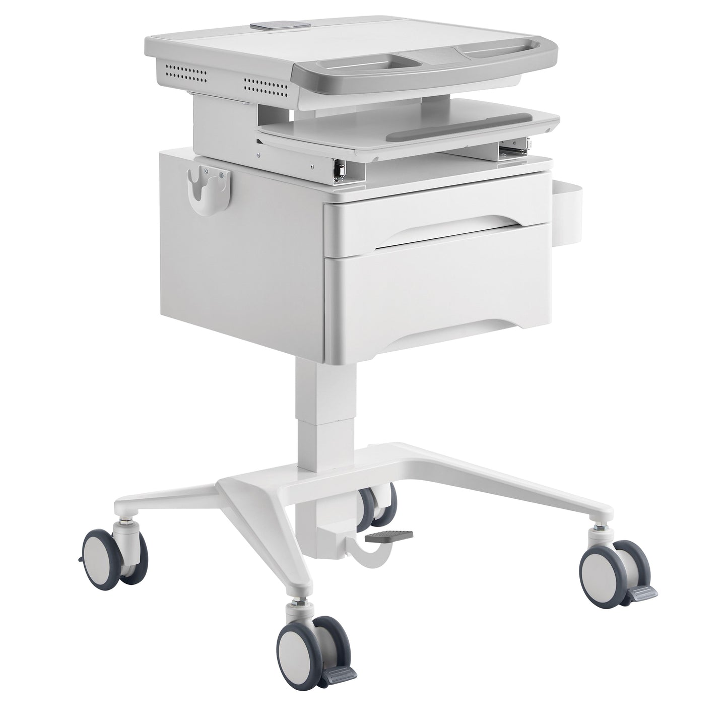 ProperAV Mobile Medical Trolley Cart with Two Drawers