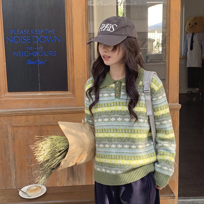 Striped long sleeved sweater