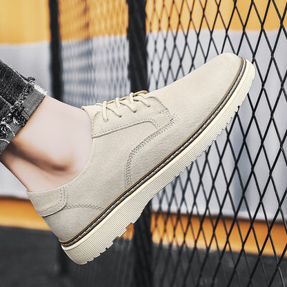 Men's Round Toe Leather Casual Shoes