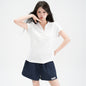 Polo Collar Straight Shoulder Short Sleeve T-Shirt for Women