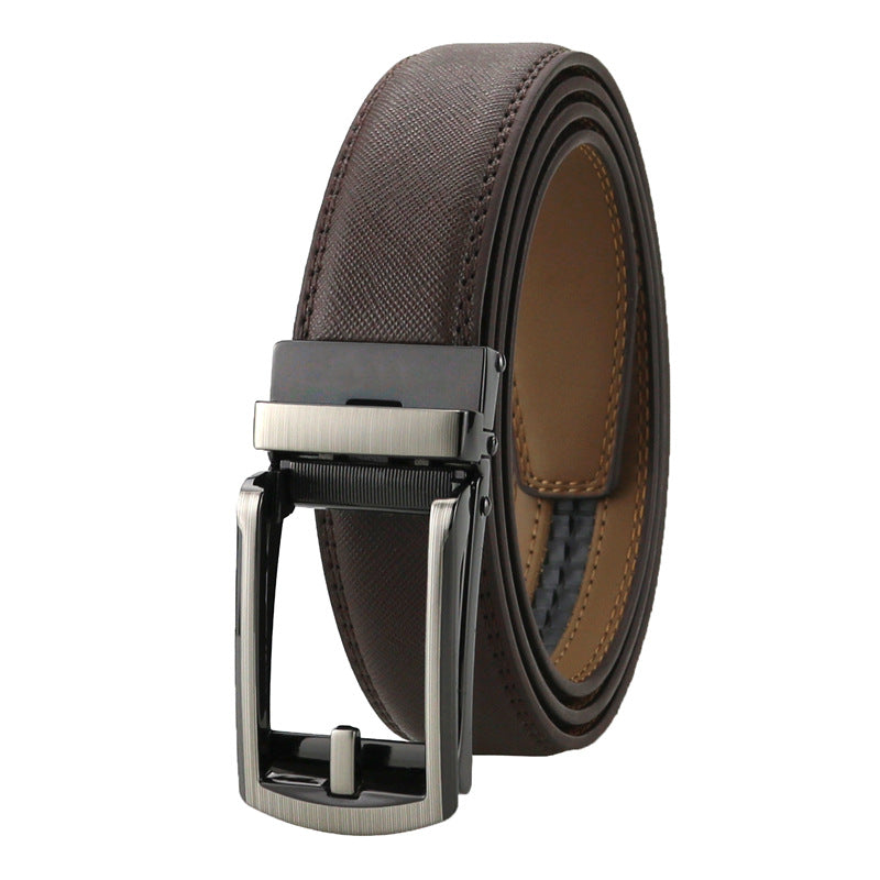 Men's automatic buckle two-layer cowhide leather belt ﻿