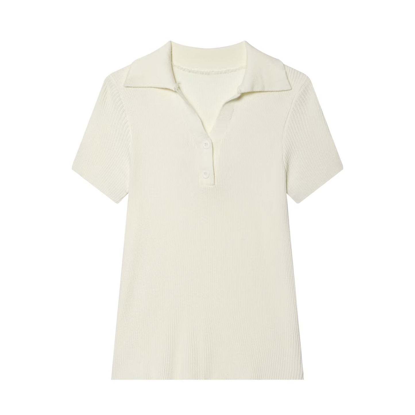 Style Knit Short Sleeve Polo Shirt for Women