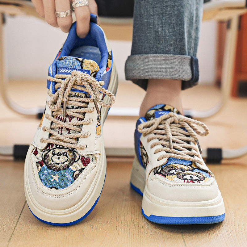 Harajuku style casual lace up color blocked thick soled shoes