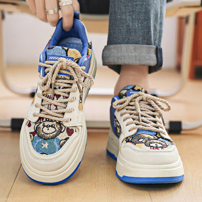 Harajuku style casual lace up color blocked thick soled shoes