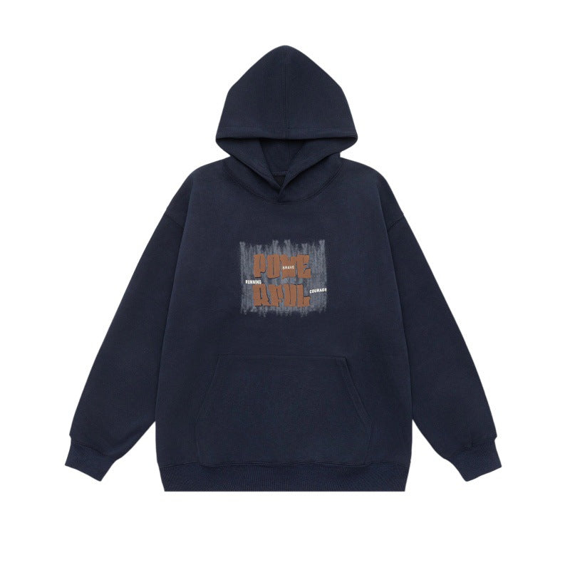 Letter Print Design Unisex Loose Fit Hoodie Sweatshirt