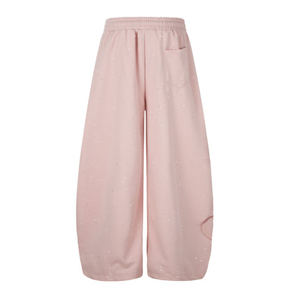 Wide Leg Sweatpants with Star Sequin Embroidery