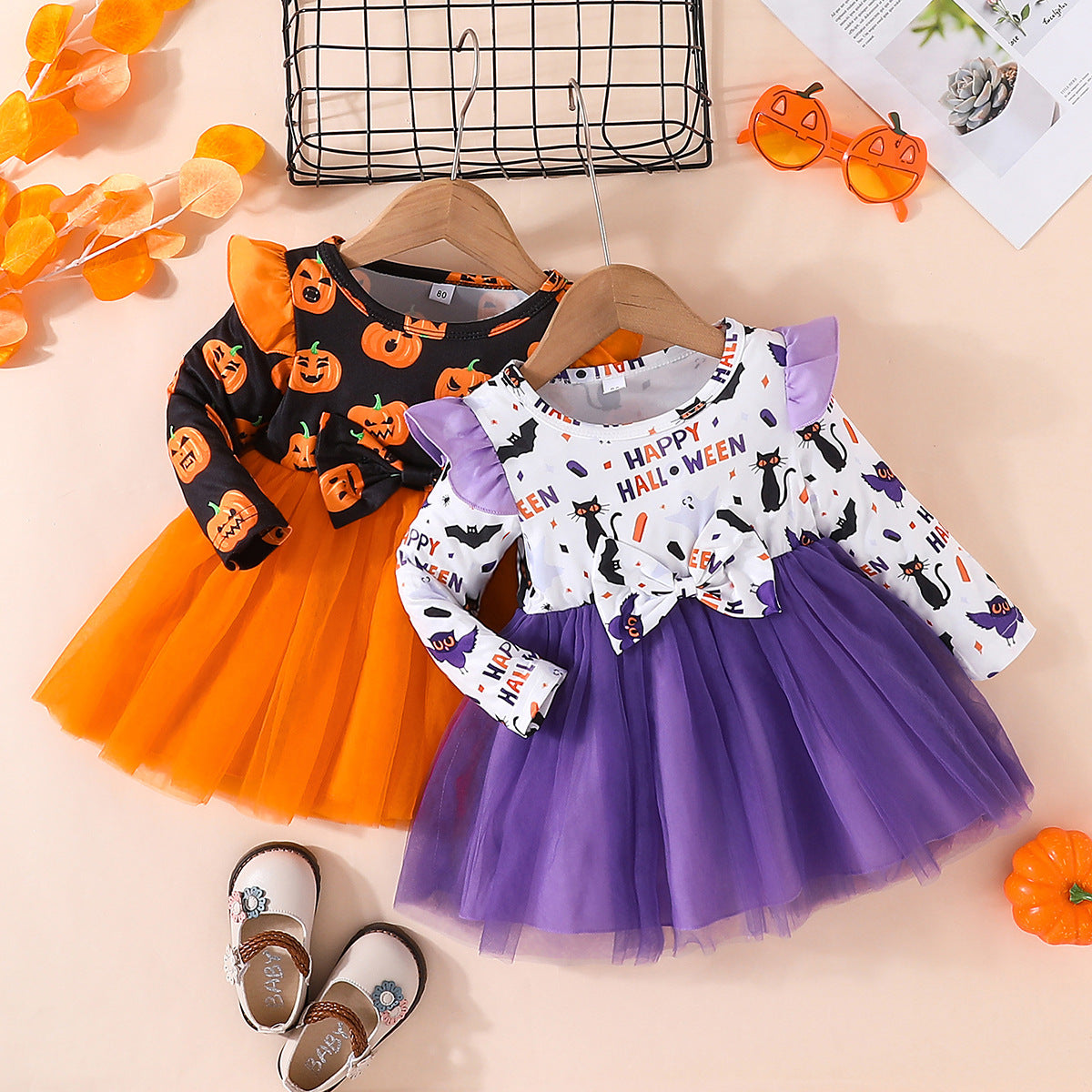 Halloween Girl's Pumpkin Dress Long Sleeve
