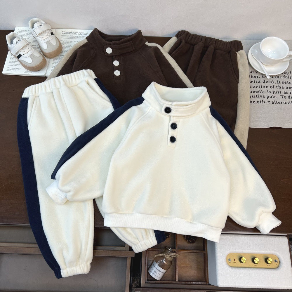 Splicing side strip casual two-piece set