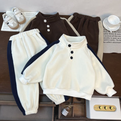 Splicing side strip casual two-piece set