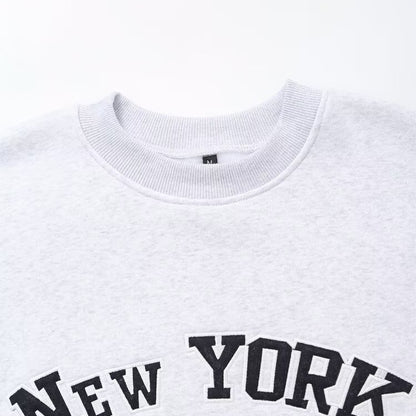 NY Loose text embroidered velvet hoodie