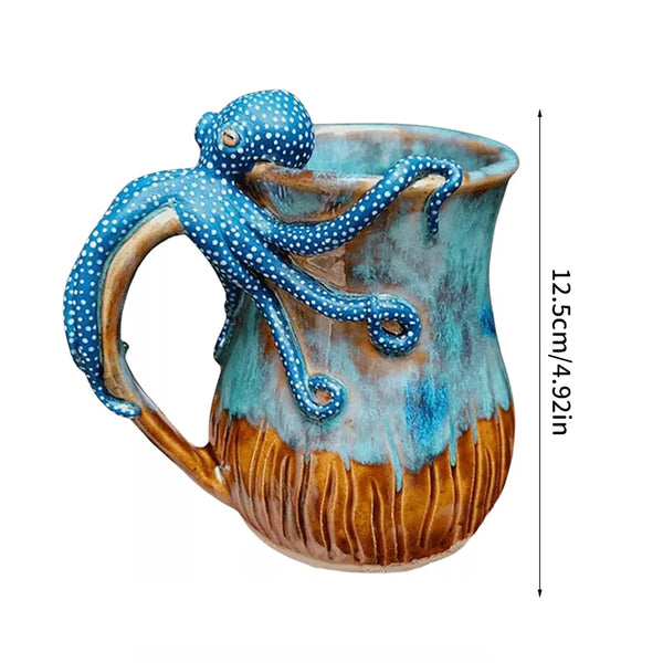 Handmade Deep-Blue Octopus Mug