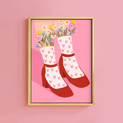 GIRL IN HEART SOCKS PRINT