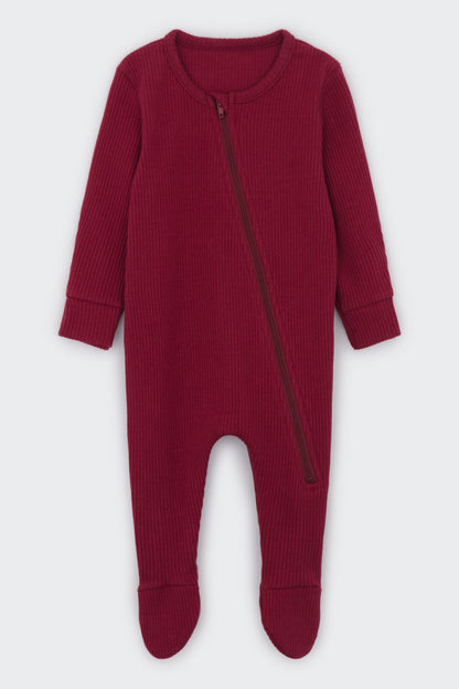 Claret Red Zip Sleepsuit
