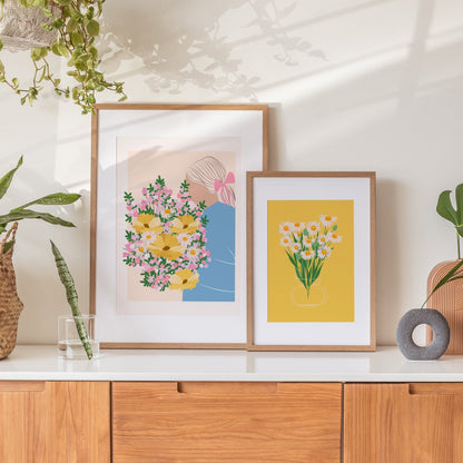 DAISY BUNCH IN GLASS VASE PRINT