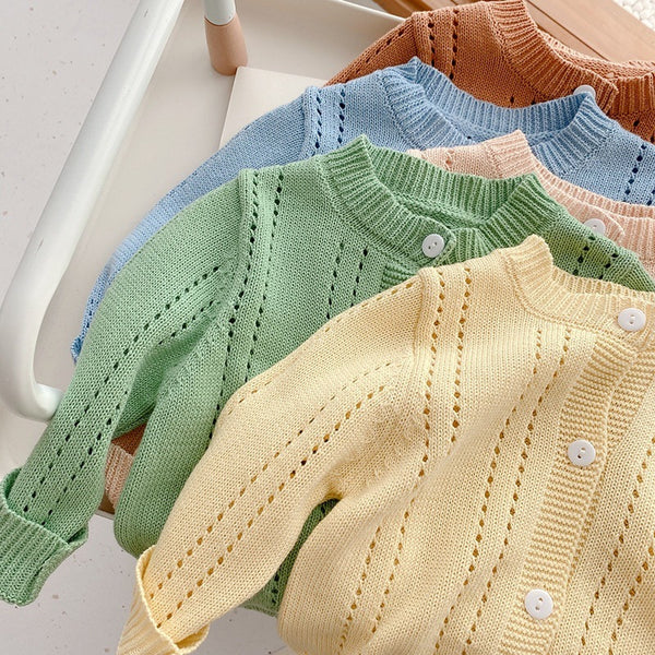 Candy Kids Full Sleeve Solid Knitted Outwear Coat Sweater - Stuffs & Savers