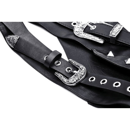 Dark in Love Elvira Faux Leather Layered Goth Waist Belt