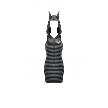 Dark In Love Salem Striped Cat Ear Hoodie Dress - Size UK 22 Left Only!
