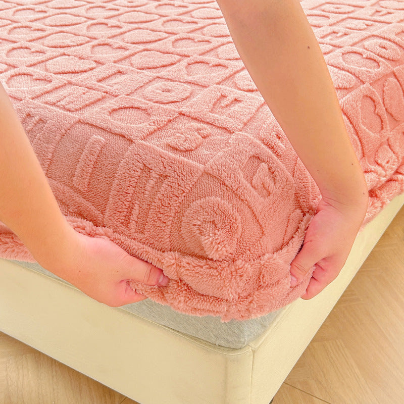 Milk Fiber Fitted Sheet Solid Color Tower Velvet Three-dimensional Carved