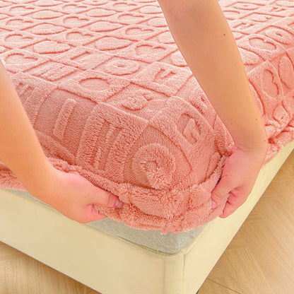 Milk Fiber Fitted Sheet Solid Color Tower Velvet Three-dimensional Carved