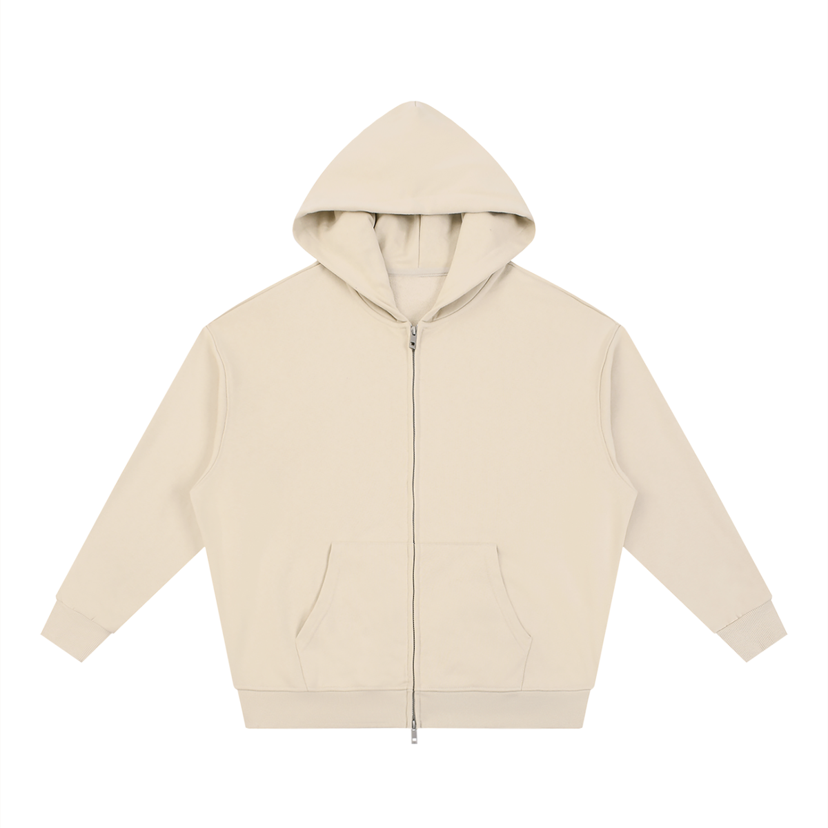 Waran Unisex Loose Solid Full Zip Hoodie