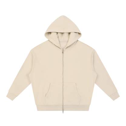 Waran Unisex Loose Solid Full Zip Hoodie