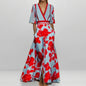 Womens Print Half-sleeve V-neck Dress
