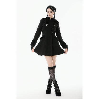 Manteau gothique Dark in Love avec oreilles de chat en fausse fourrure